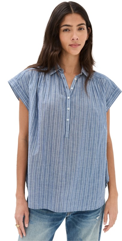 Nili Lotan Normandy Blouse Navy/Ivory Stripe