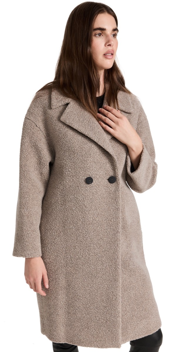 Harris Wharf London Dropped Shoulder Boucle Coat Taupe