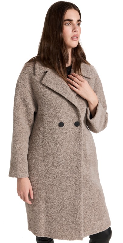 Harris Wharf London Dropped Shoulder Boucle Coat Taupe