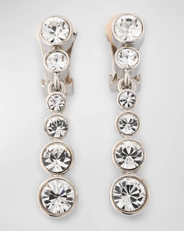 Round Stone Drop Clip-On Earrings