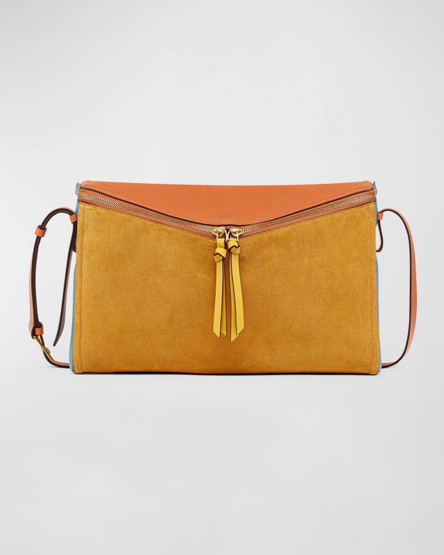 Colorblock Leather & Suede Shoulder Bag