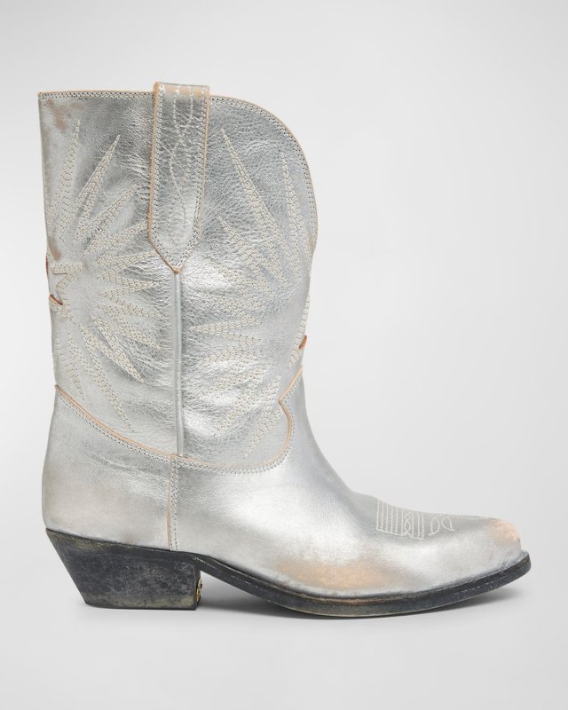 Wish Star Metallic Distressed Cowboy Boots