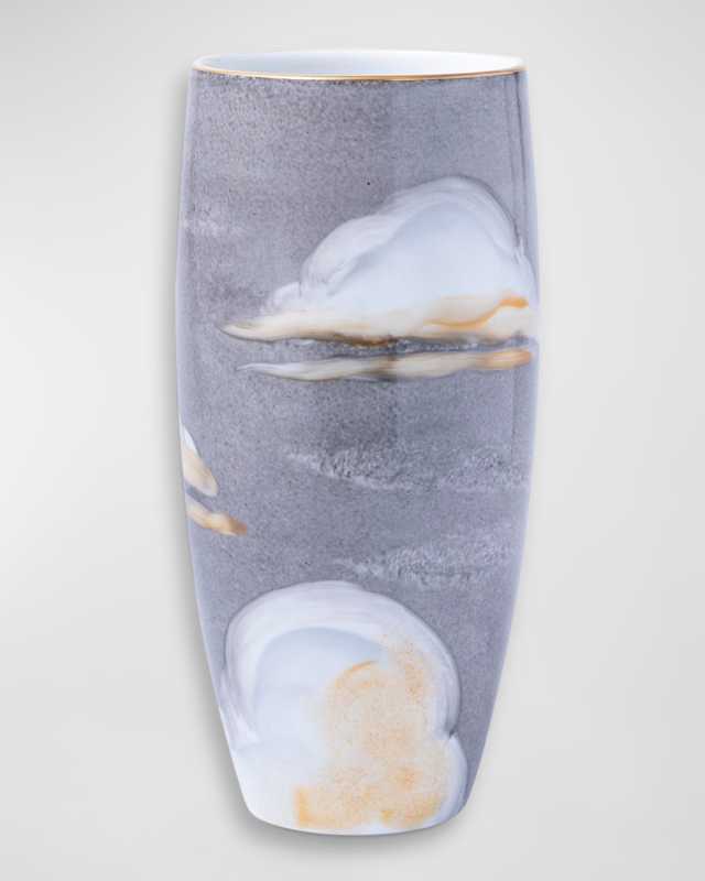 24K Gold Tall Cloud Porcelain Vase