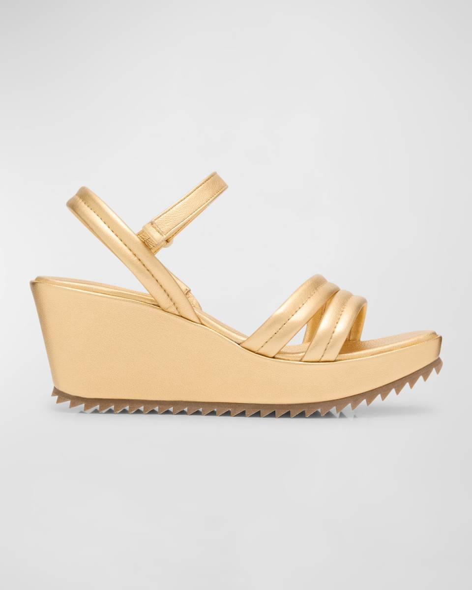 Fancy Metallic Wedge Platform Sandals