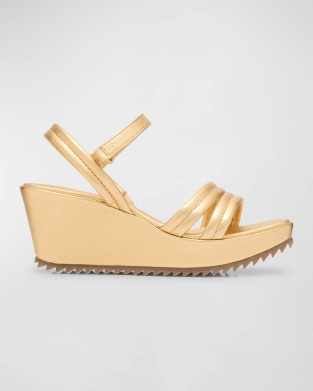 Fancy Metallic Wedge Platform Sandals