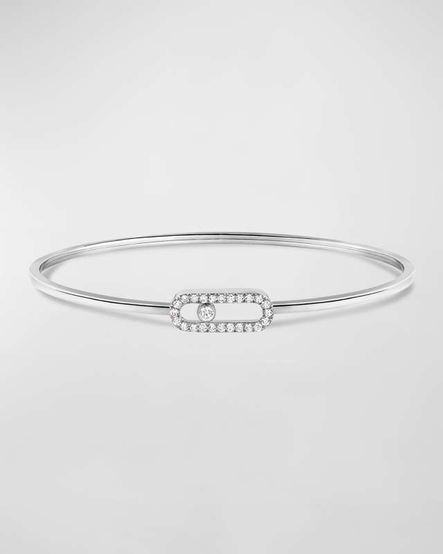 MOVE UNO 18K WHITE GOLD FLEX DIAMOND PAVE BRACELET