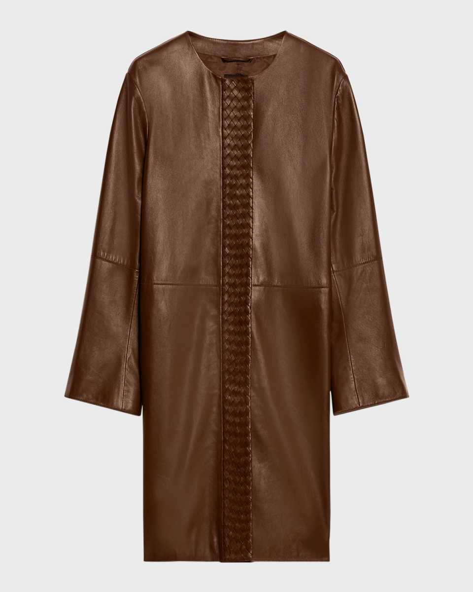 Geyser Woven-Trim Leather Jacket