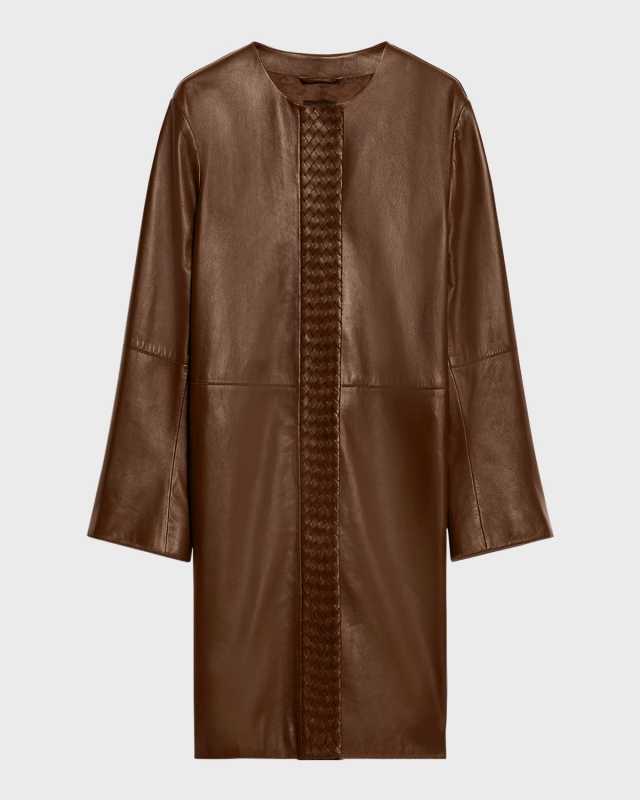 Geyser Woven-Trim Leather Jacket