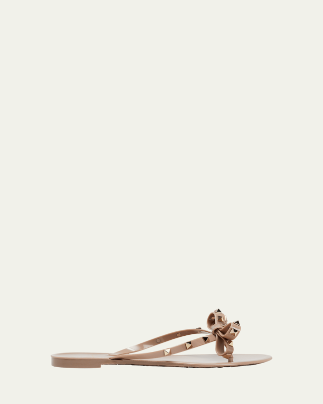 Rockstud PVC Flat Thong Sandals