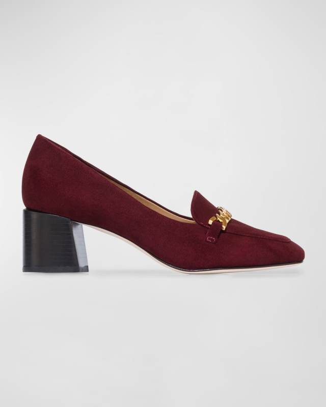 Avery Suede Chain Heeled Loafers