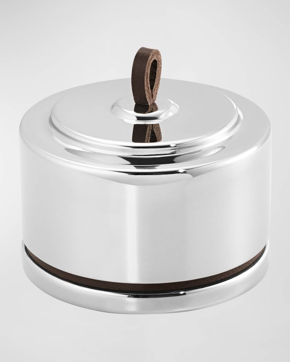 Manhattan Round Stainless Steel & Leather Box