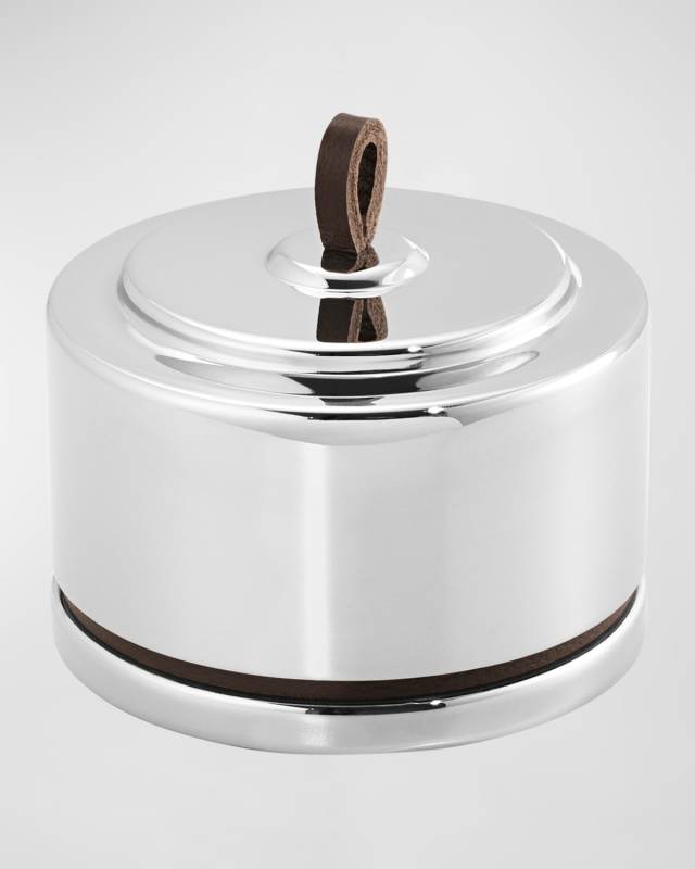 Manhattan Round Stainless Steel & Leather Box