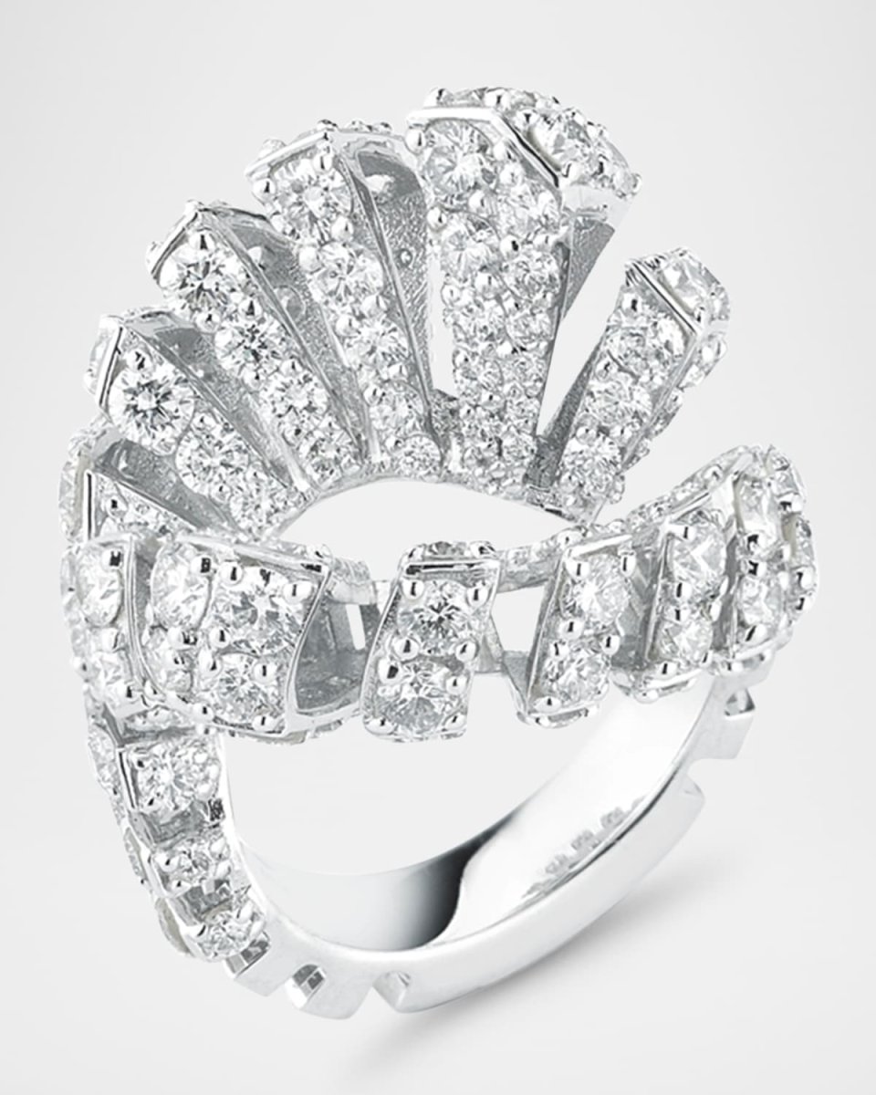 18k White Gold Diamond Ventaglio Ring Size
