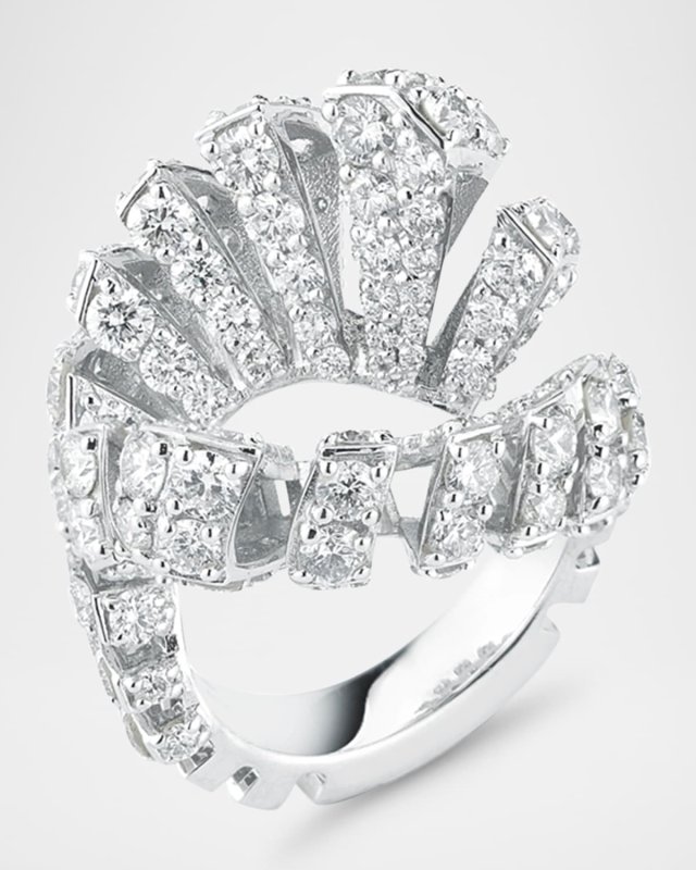 18k White Gold Diamond Ventaglio Ring Size