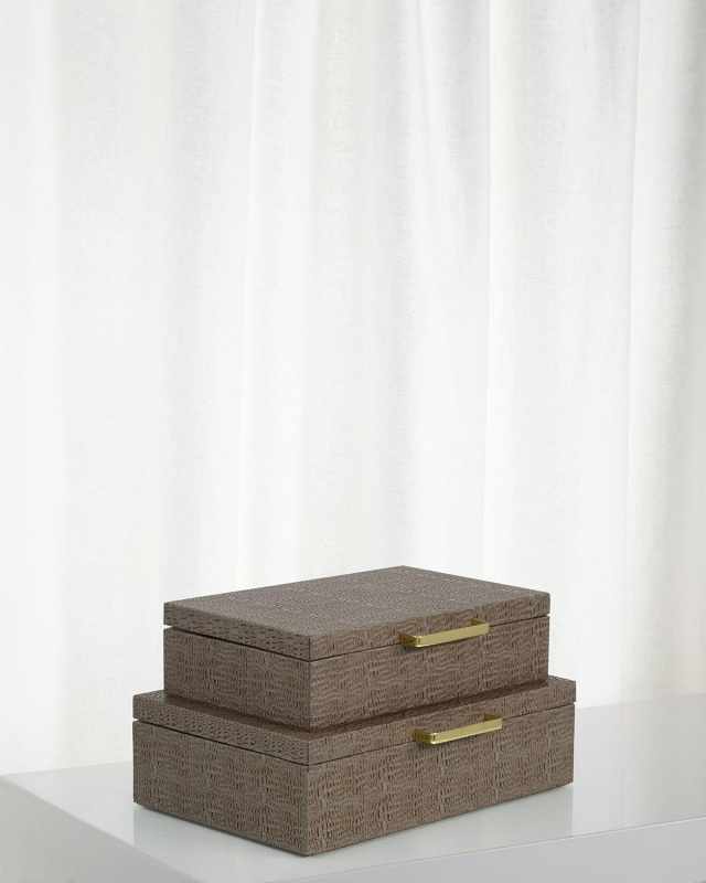 Tobacco Alligator Boxes, Set of 2