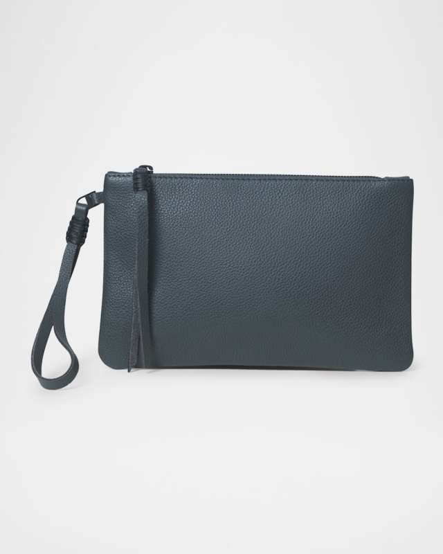 Slim Grained Leather Clutch Bag