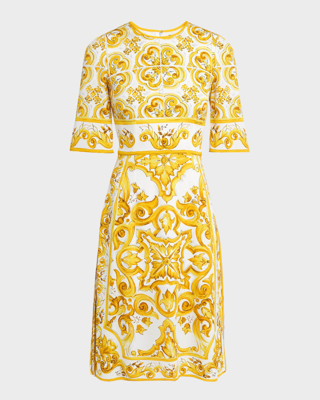 Printed Charmeuse A-line Dress