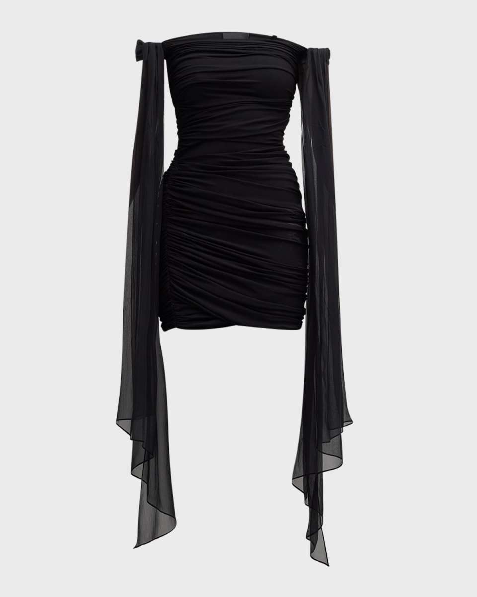 Off-The-Shoulder Draped Mini Dress