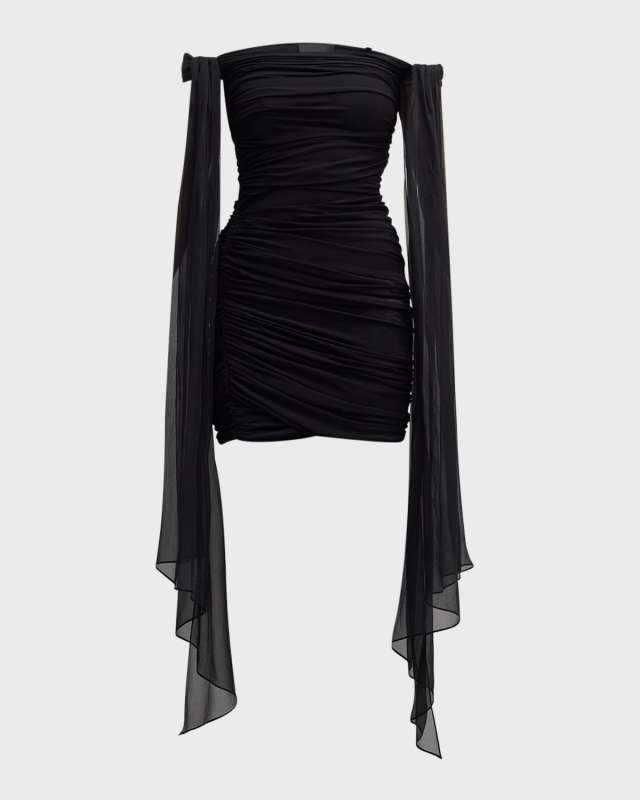 Off-The-Shoulder Draped Mini Dress