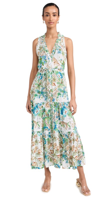 Poupette St Barth Nana Long Dress Blue Leo Foulard