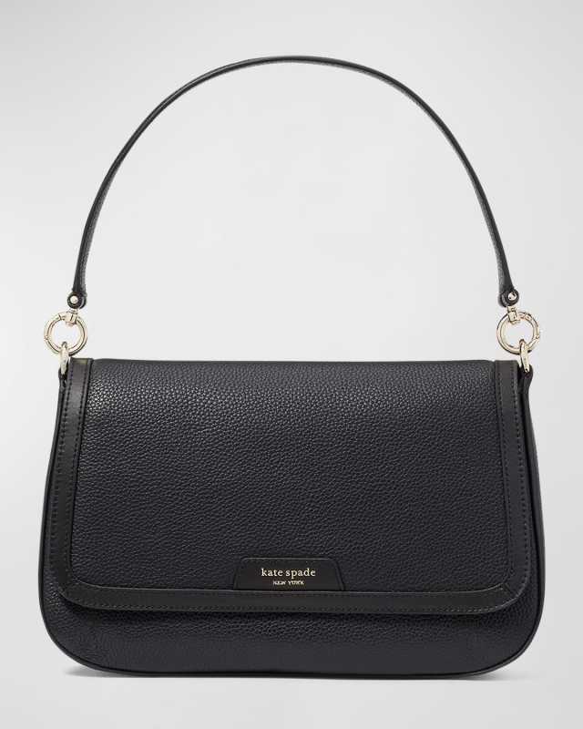 hudson flap pebbled leather shoulder bag