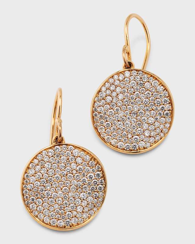 18K Rose Gold Stardust Medium Flower Disc Drop Earrings with Diamonds