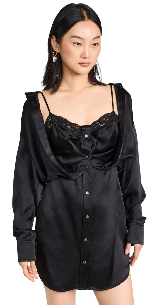 Alexander Wang Button Down Dress with Integrated Dress Black