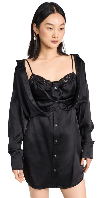 Alexander Wang Button Down Dress with Integrated Dress Black