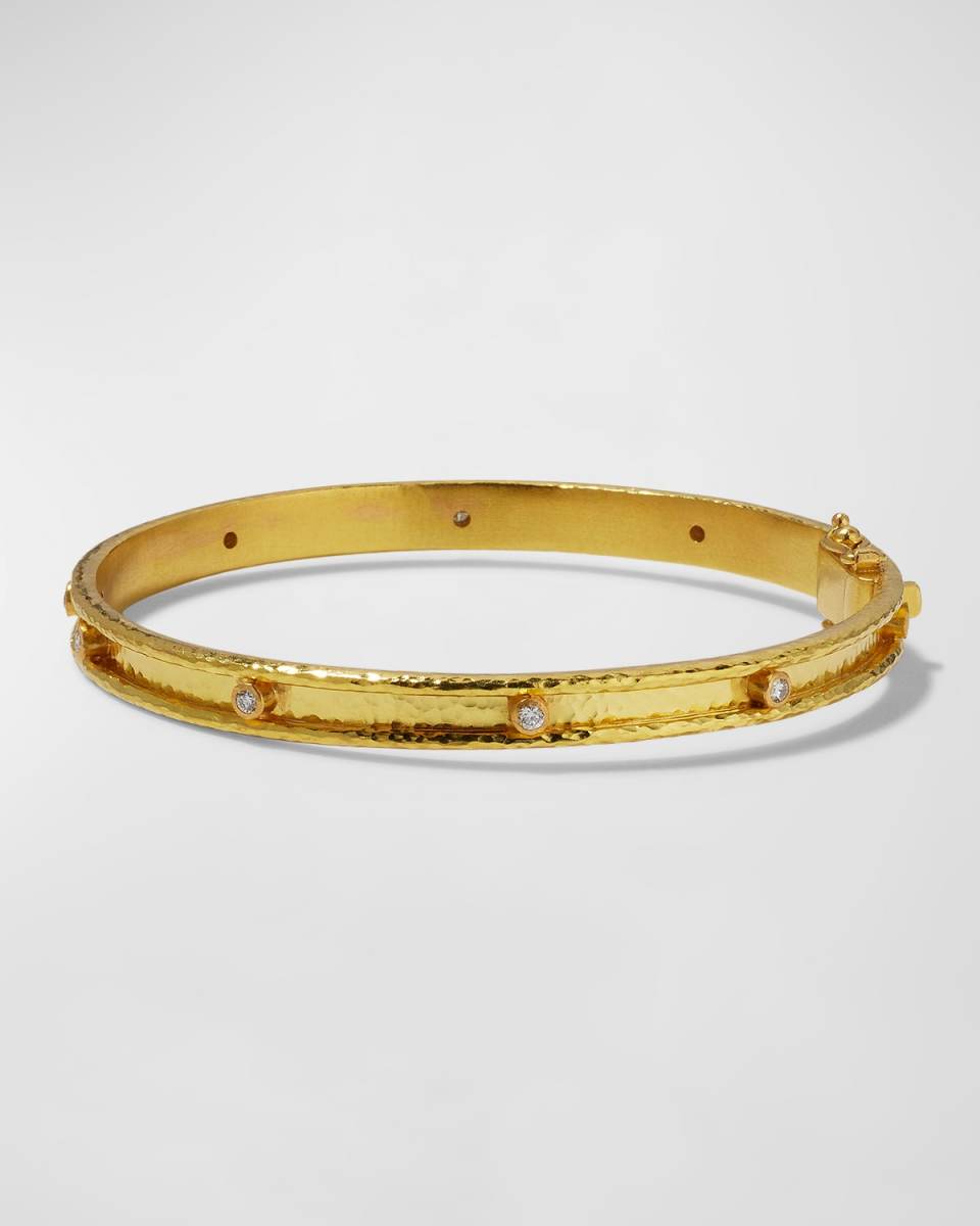 19K Narrow Diamond Bangle Bracelet