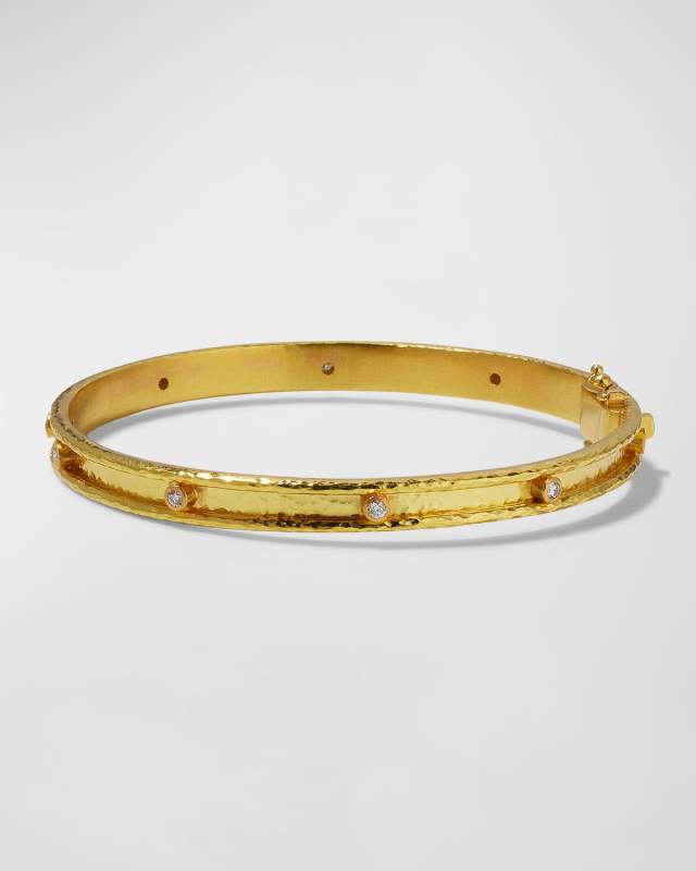 19K Narrow Diamond Bangle Bracelet