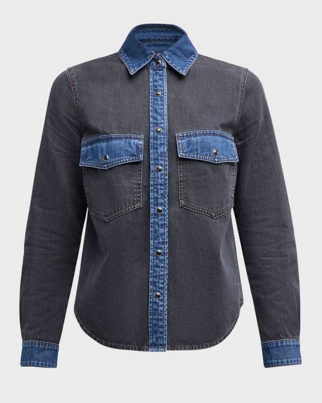 Noah Color Block Denim Shirt