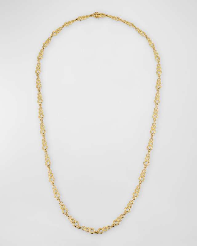 Estate Peter Lindeman 18K Yellow Gold Carved Link Necklace