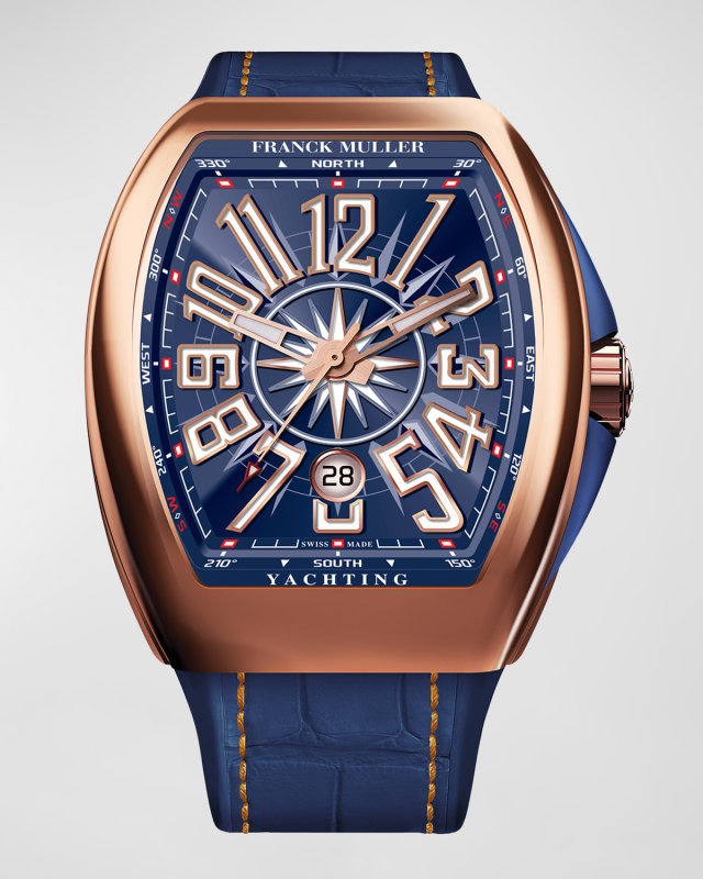 Unisex Vanguard 18K Rose Gold Watch with Alligator Strap