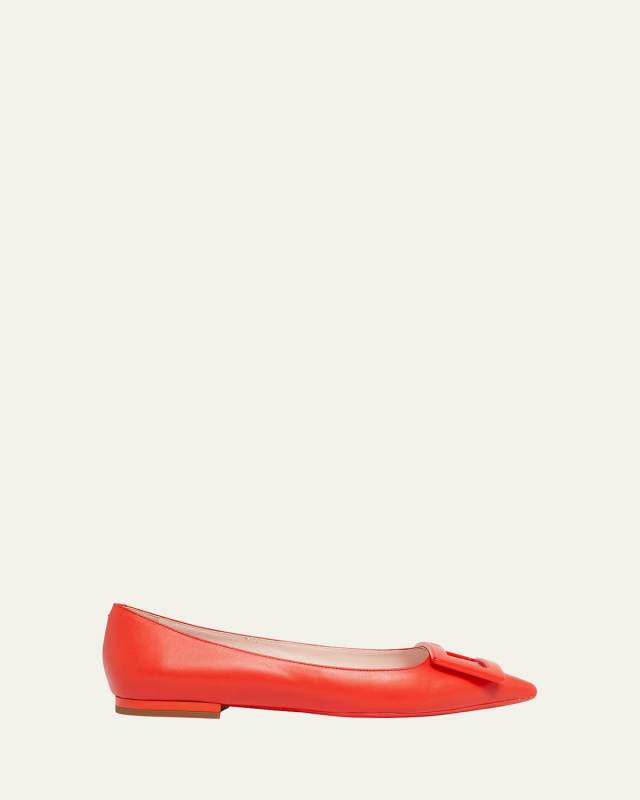 Gommettine Leather Buckle Ballerina Flats