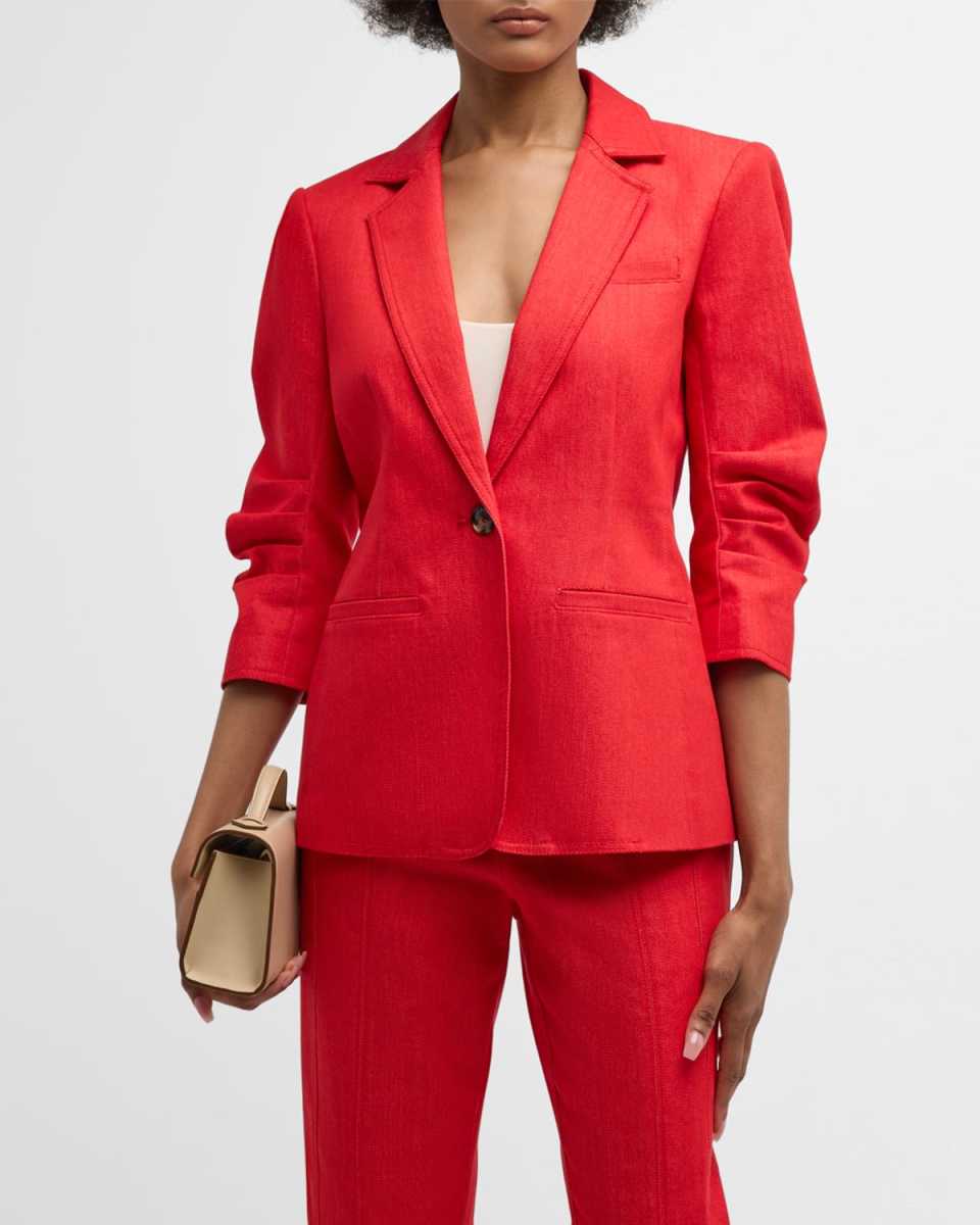 Khloe Denim Three-Quarter Sleeve Blazer