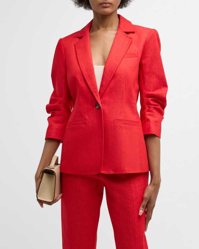 Khloe Denim Three-Quarter Sleeve Blazer