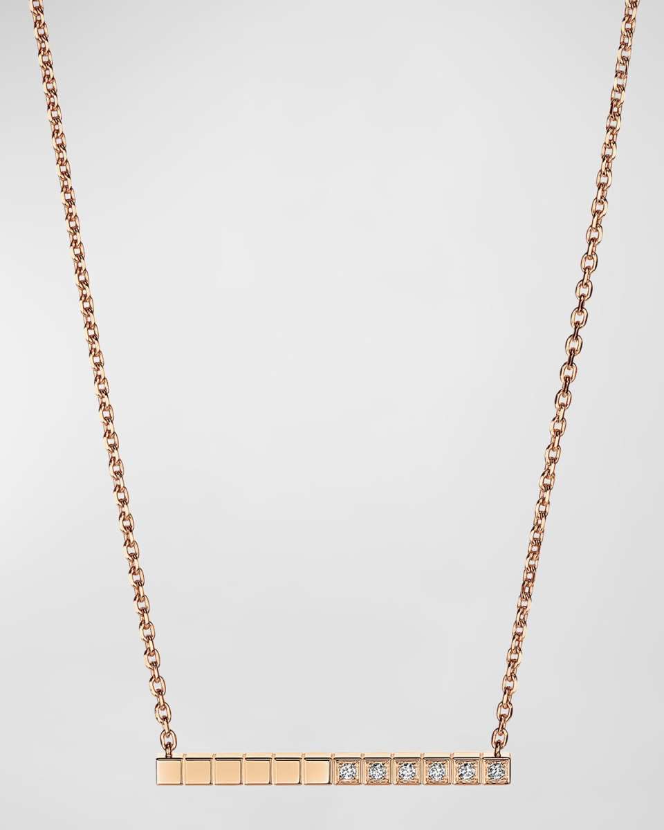 Ice Cube 18K Rose Gold Diamond Bar Necklace