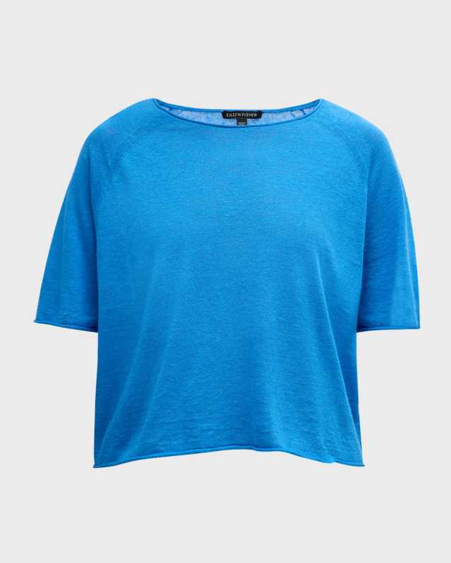 Raglan-Sleeve Organic Linen-Cotton Pullover