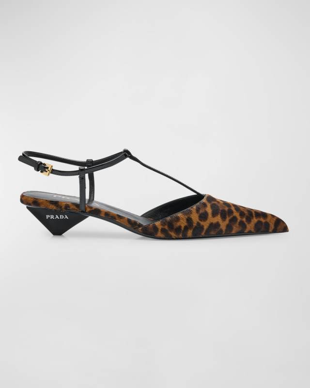 Leopard T-Strap Ballerina Pumps