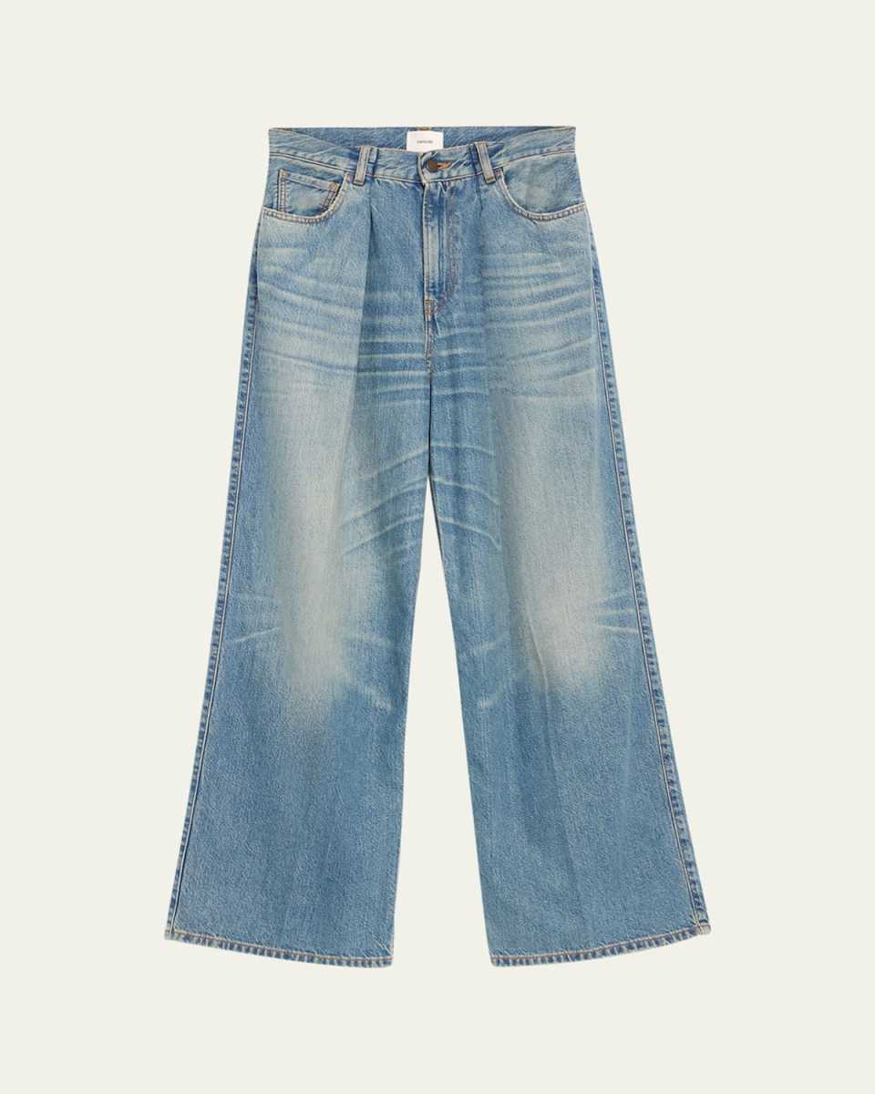 Candy Pleated Wide-Leg Jeans