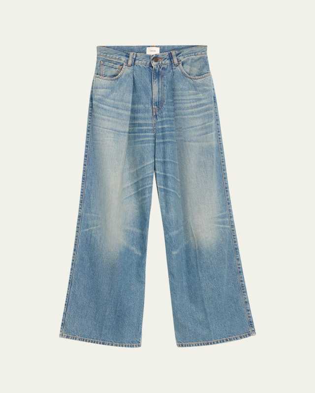 Candy Pleated Wide-Leg Jeans