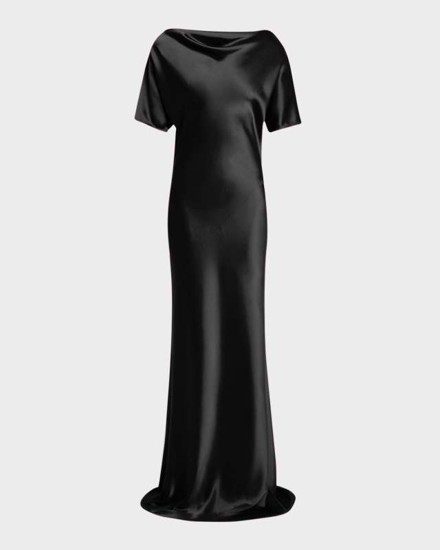 Cowl-Neck Satin Gown