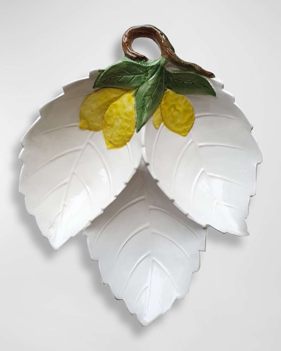 Lemon Handpainted 3 Part Serving Bowl