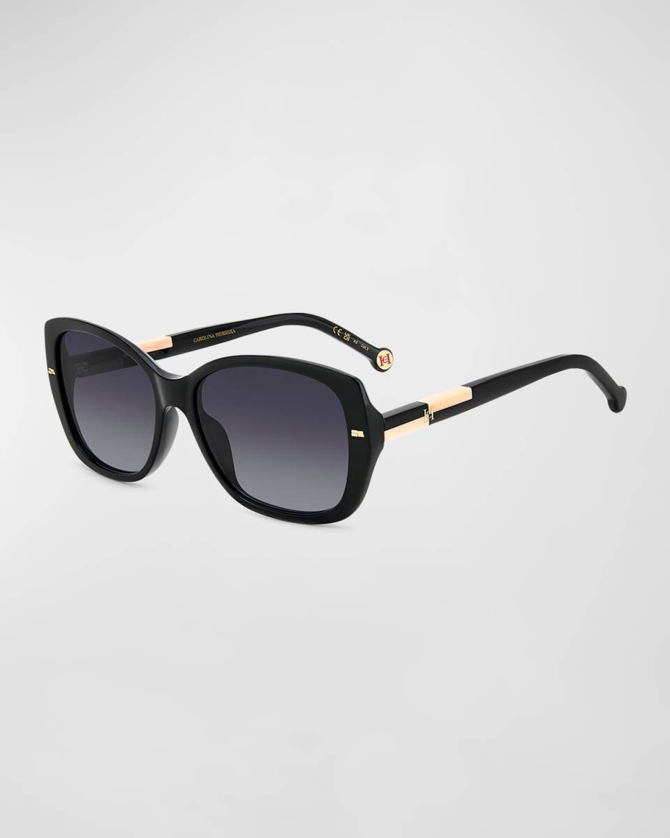 Two-Tone Acetate Rectangle Sunglasses
