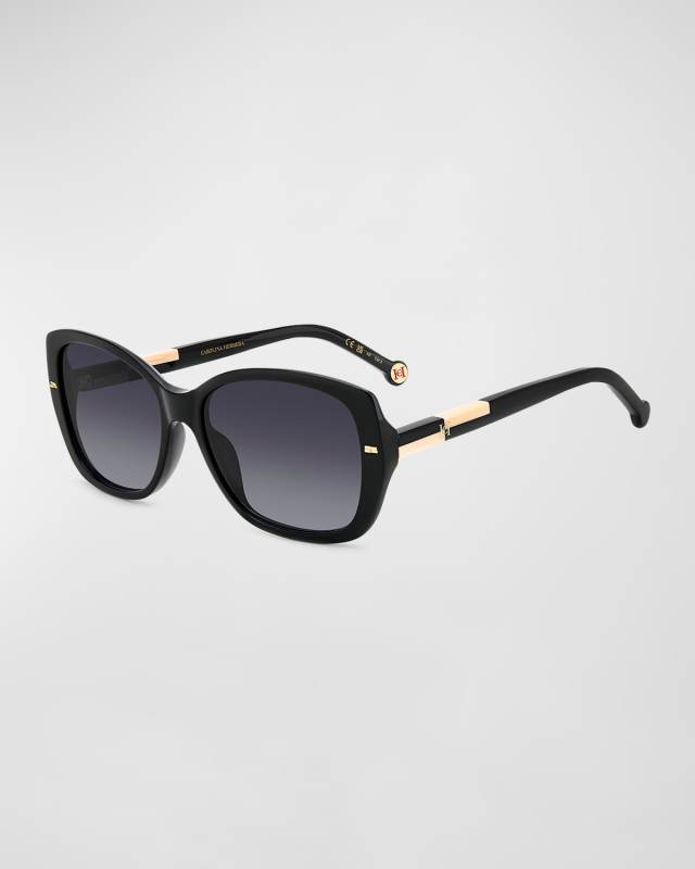Two-Tone Acetate Rectangle Sunglasses