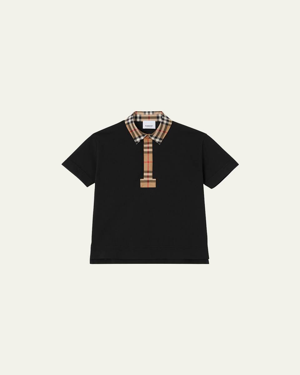 Boy's Johane Check Short Sleeve Polo Shirt, Size 3-14