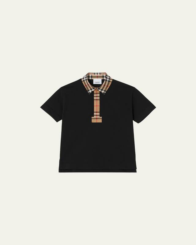 Boy's Johane Check Short Sleeve Polo Shirt, Size 3-14