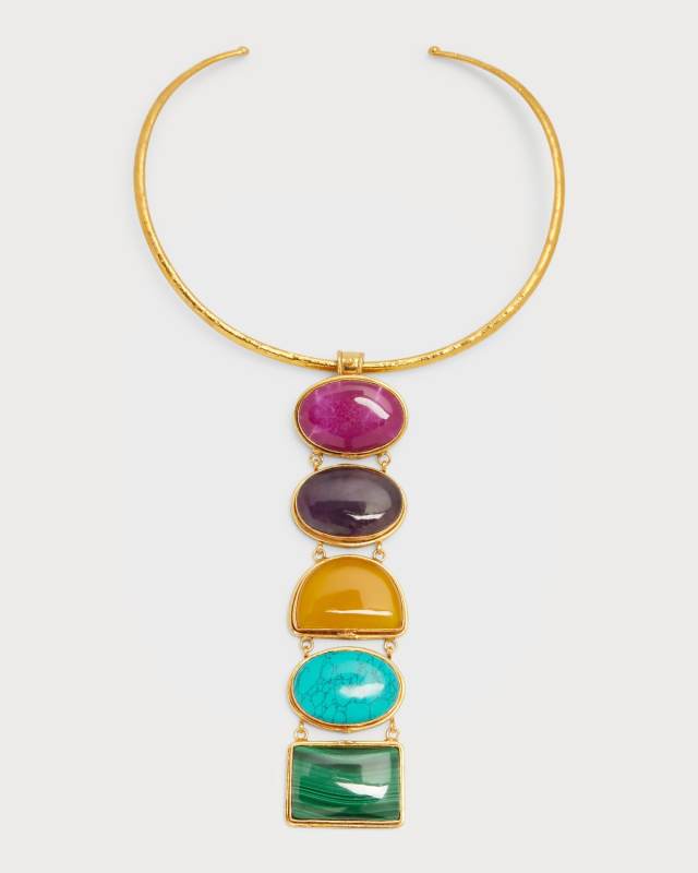 Torque Necklace with Multicolor Stones