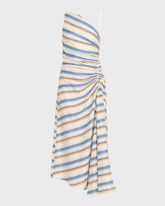 Carolyn Stripe One-Shoulder Maxi Dress
