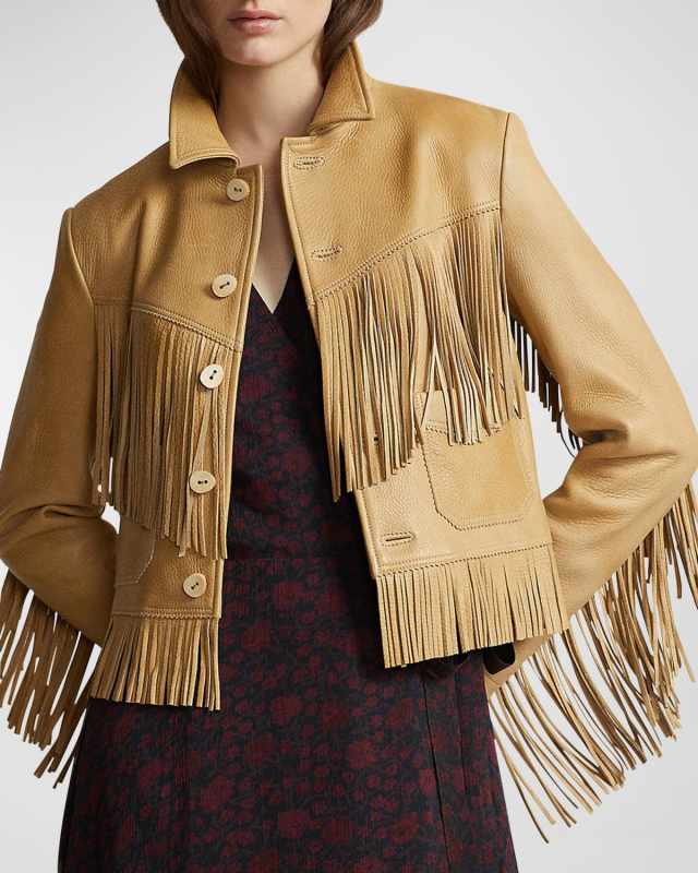 Fringe Waxed Leather Jacket
